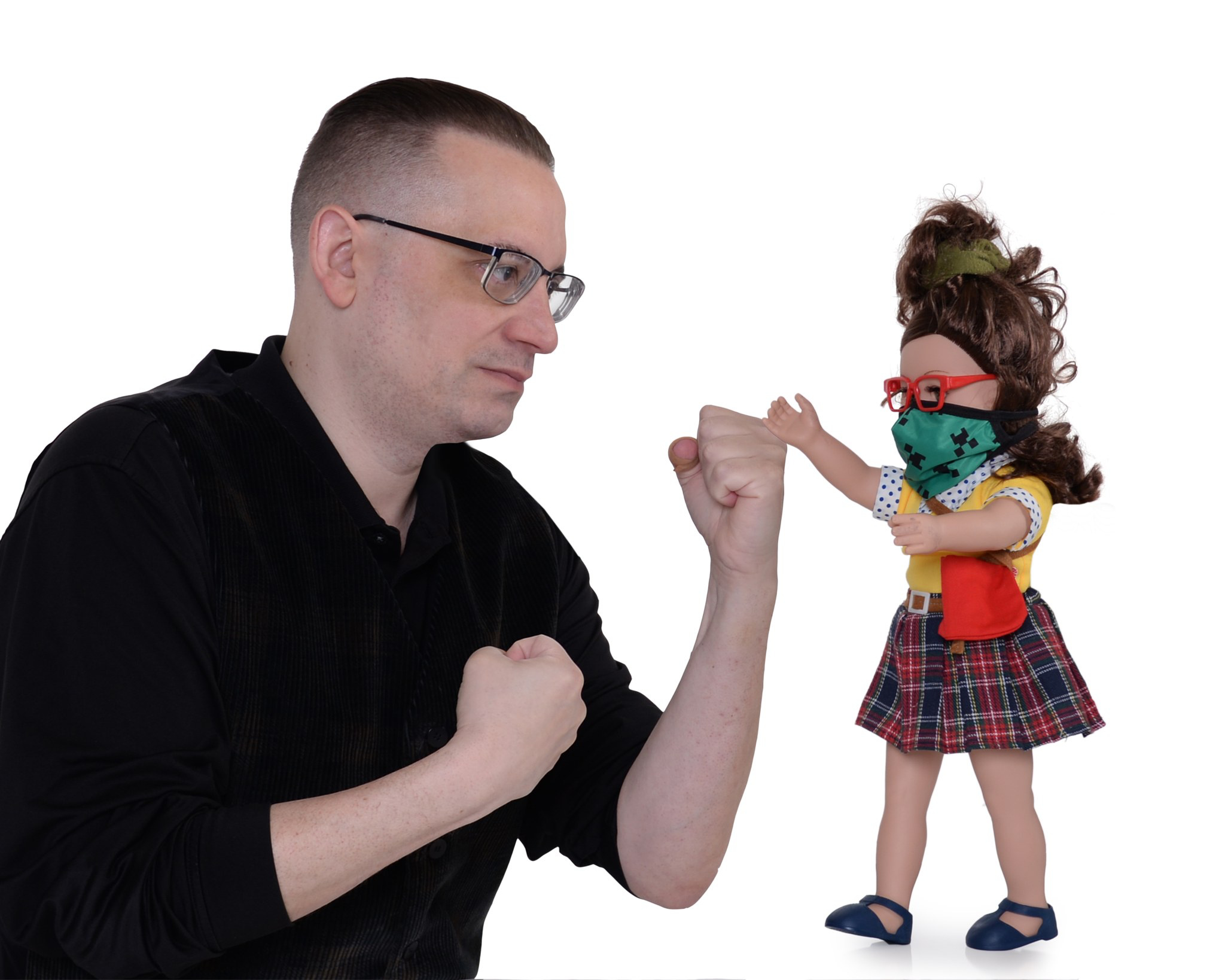 Mario J. Bell with puppet character