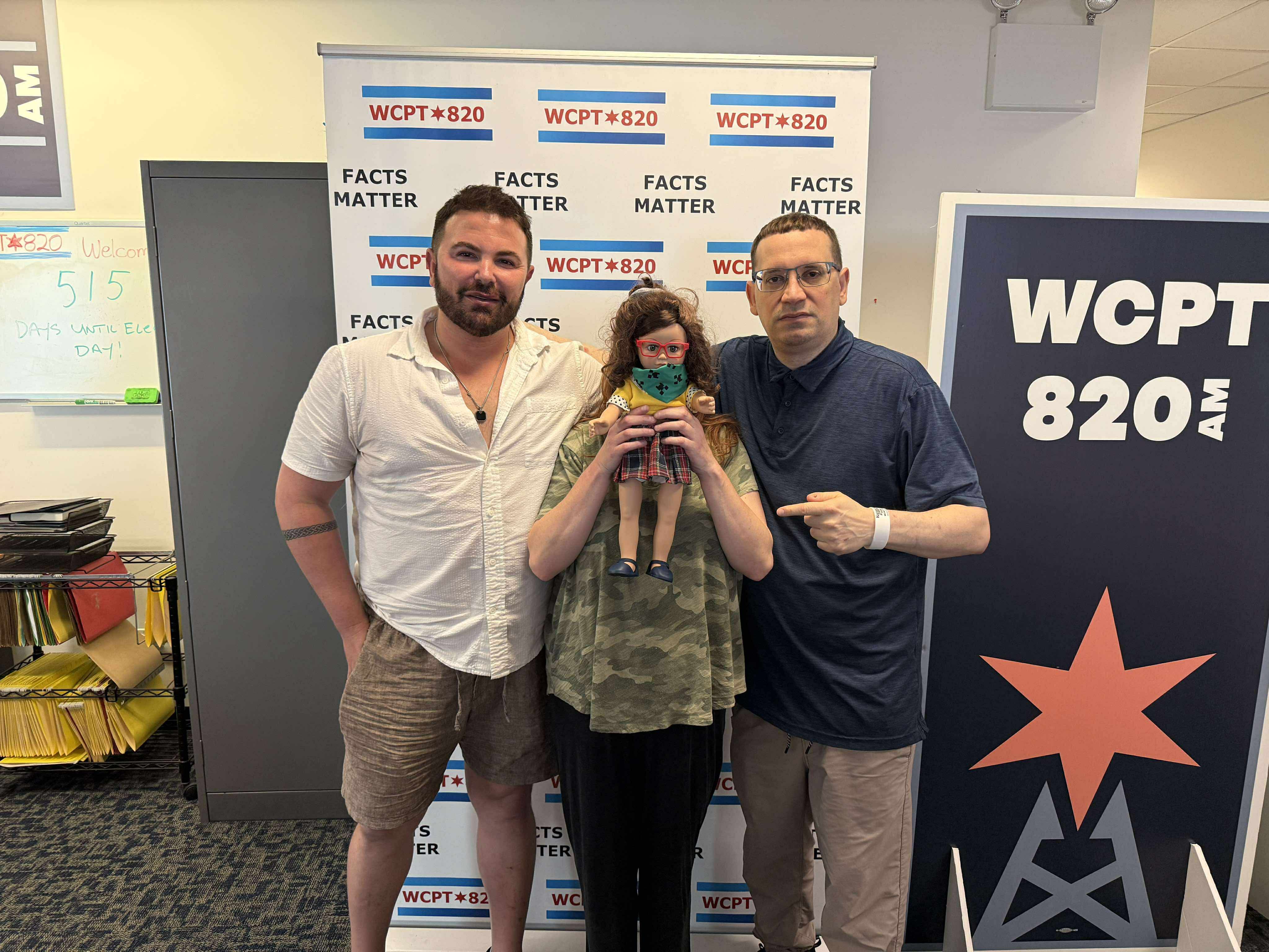 Mario J. Bell with Libby and Jason Rosenberg at WCPT 820 AM studio